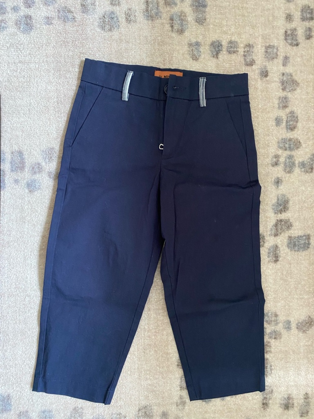 Designer  Navy Straight-Leg Pants